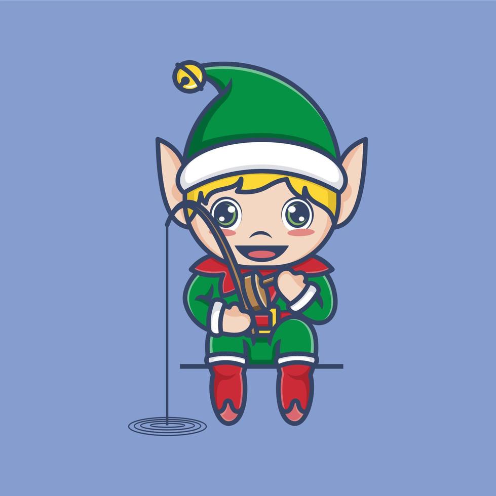 schattig tekenfilm Kerstmis elf vector