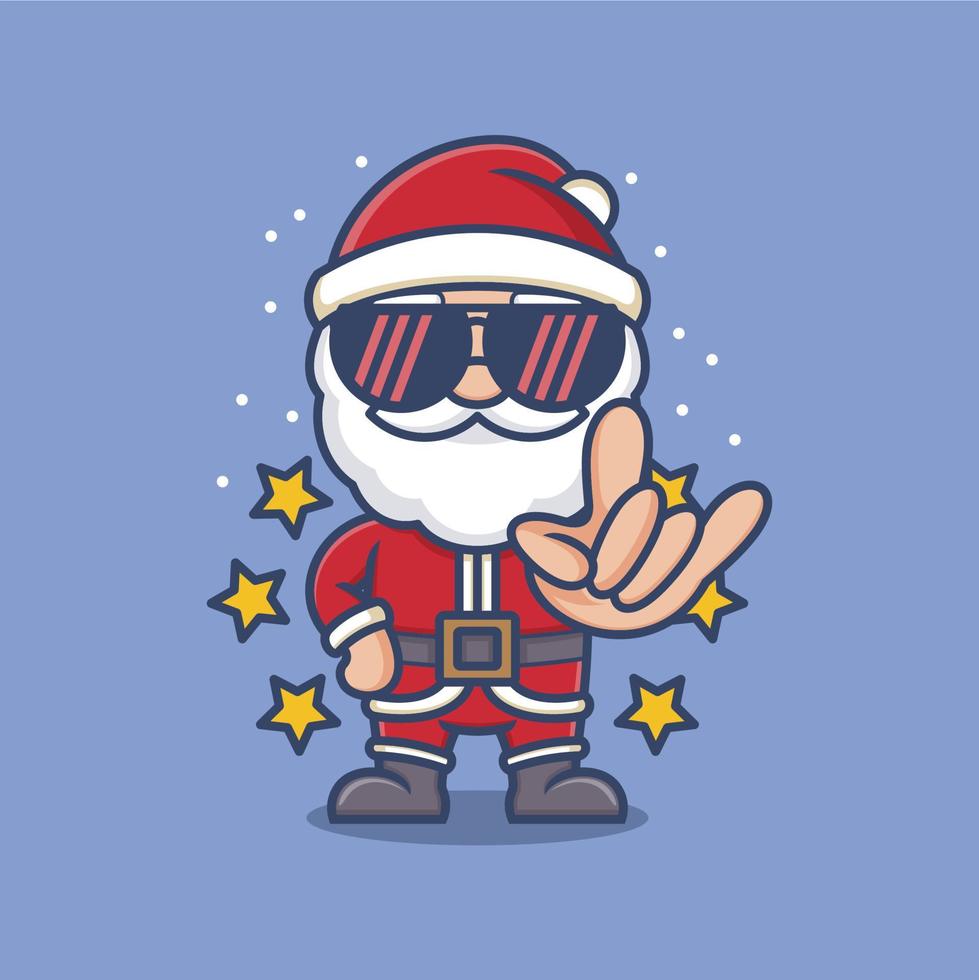 rocker stijl schattig tekenfilm de kerstman claus vector