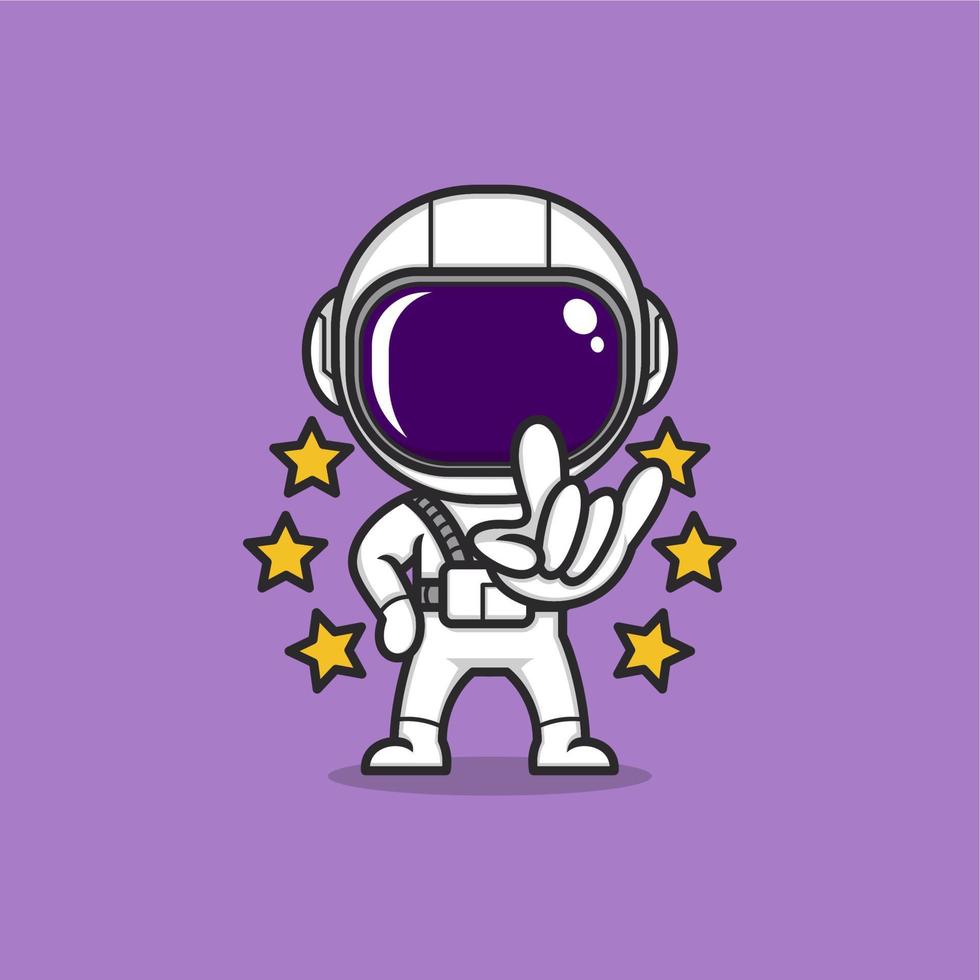 schattig tekenfilm astronaut in rocker stijl vector