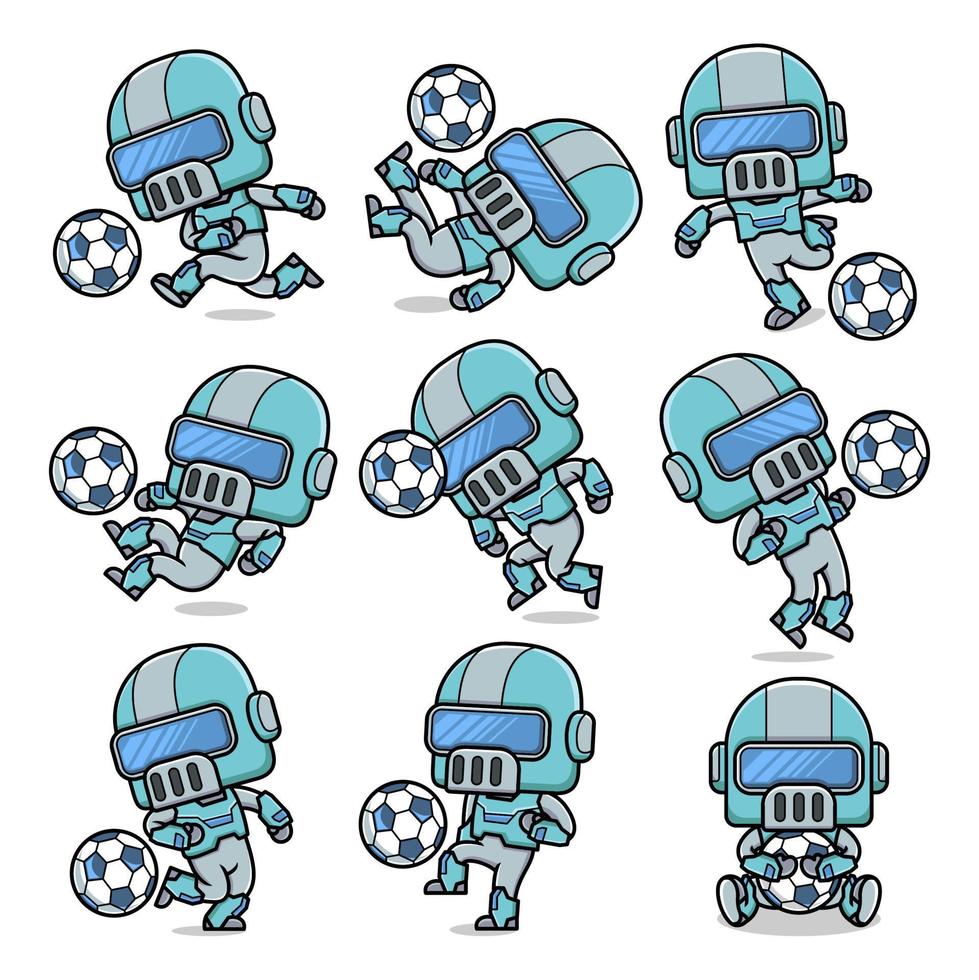 schattig tekenfilm robot spelen Amerikaans voetbal vector