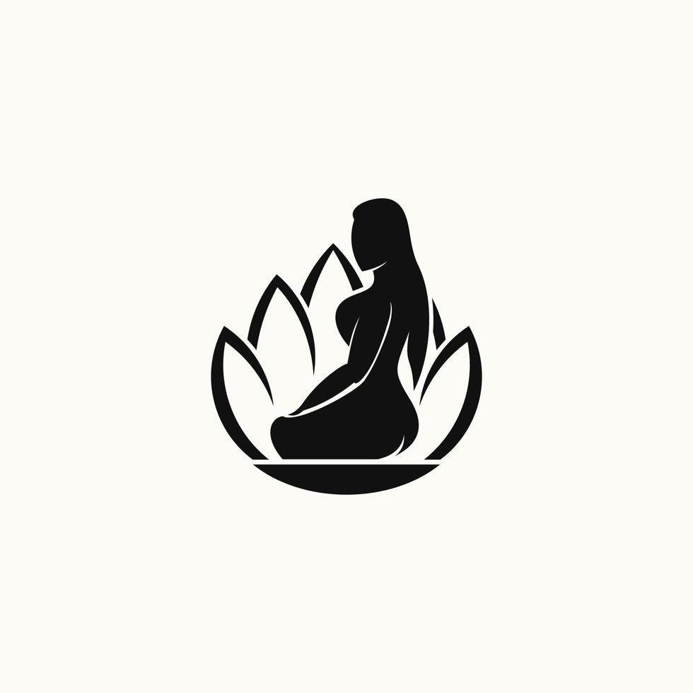 lotus en vrouw gemakkelijk logo vector