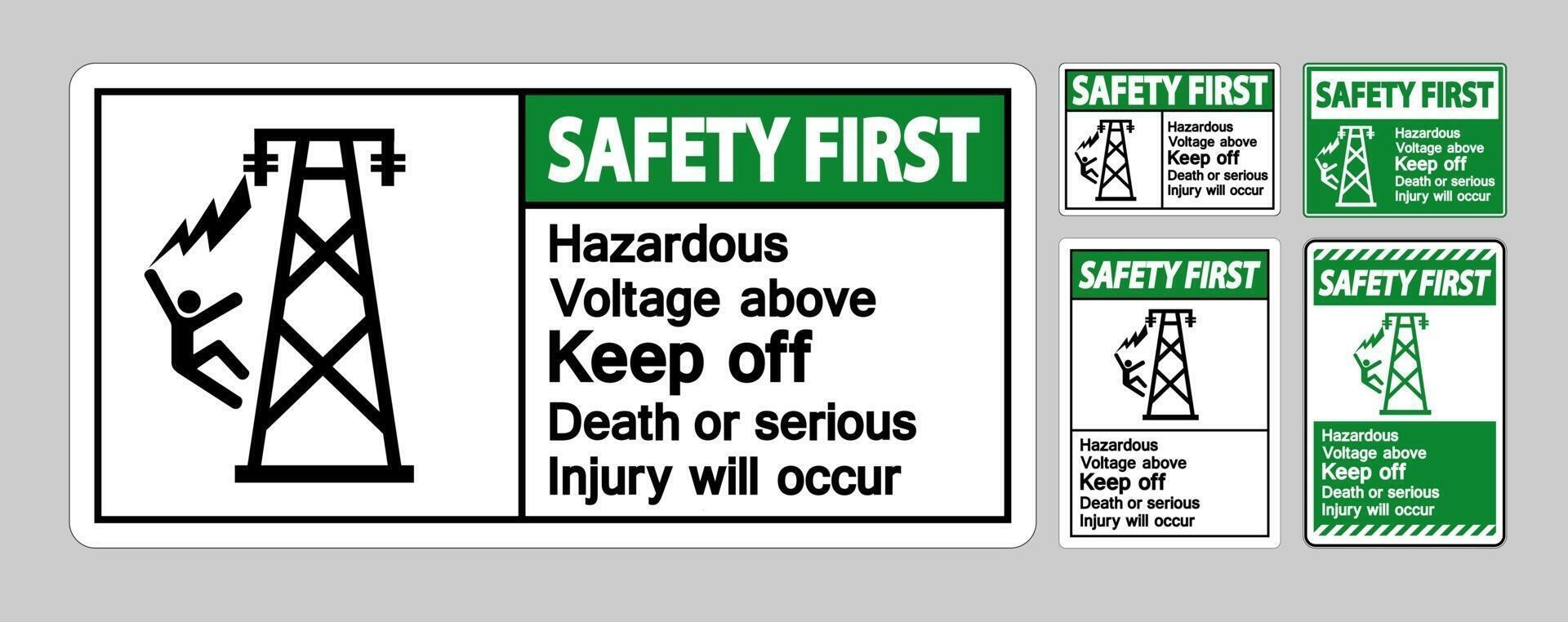 Safety first gevaarlijke spanningstekenset vector