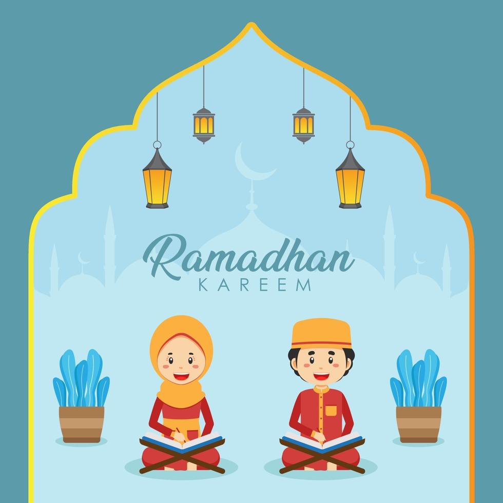 ramadhan begroeting achtergrond met karakters vector