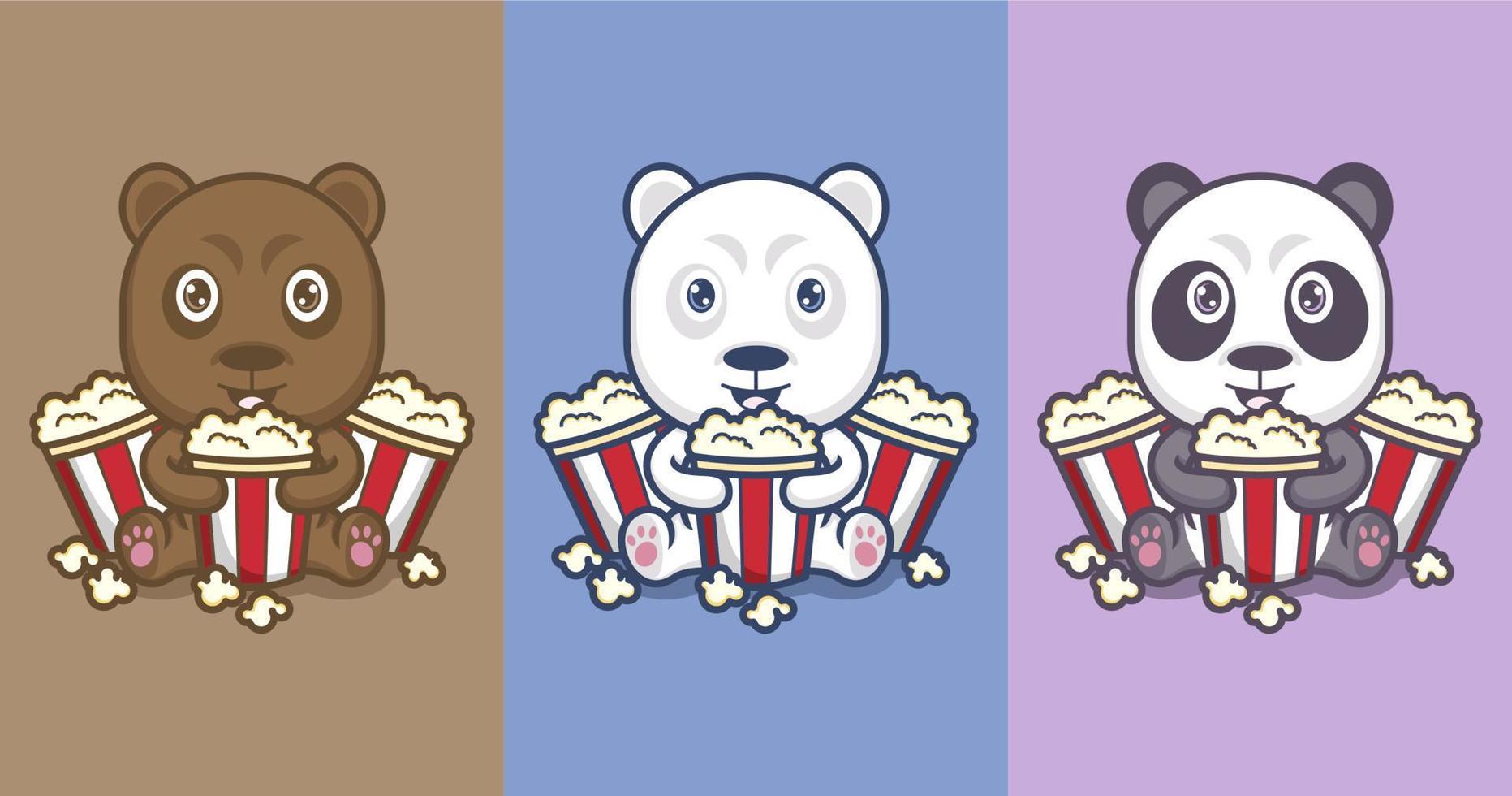 schattig tekenfilm polair beer en panda vector