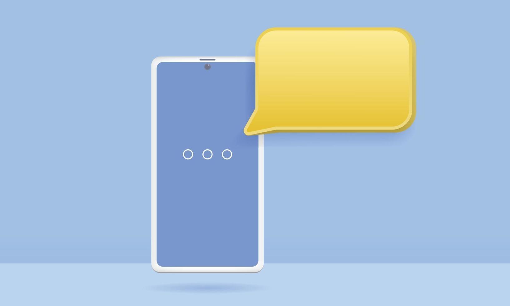 3D-smartphone met zwevende praatjebellen, chat-app voor sociale media vector