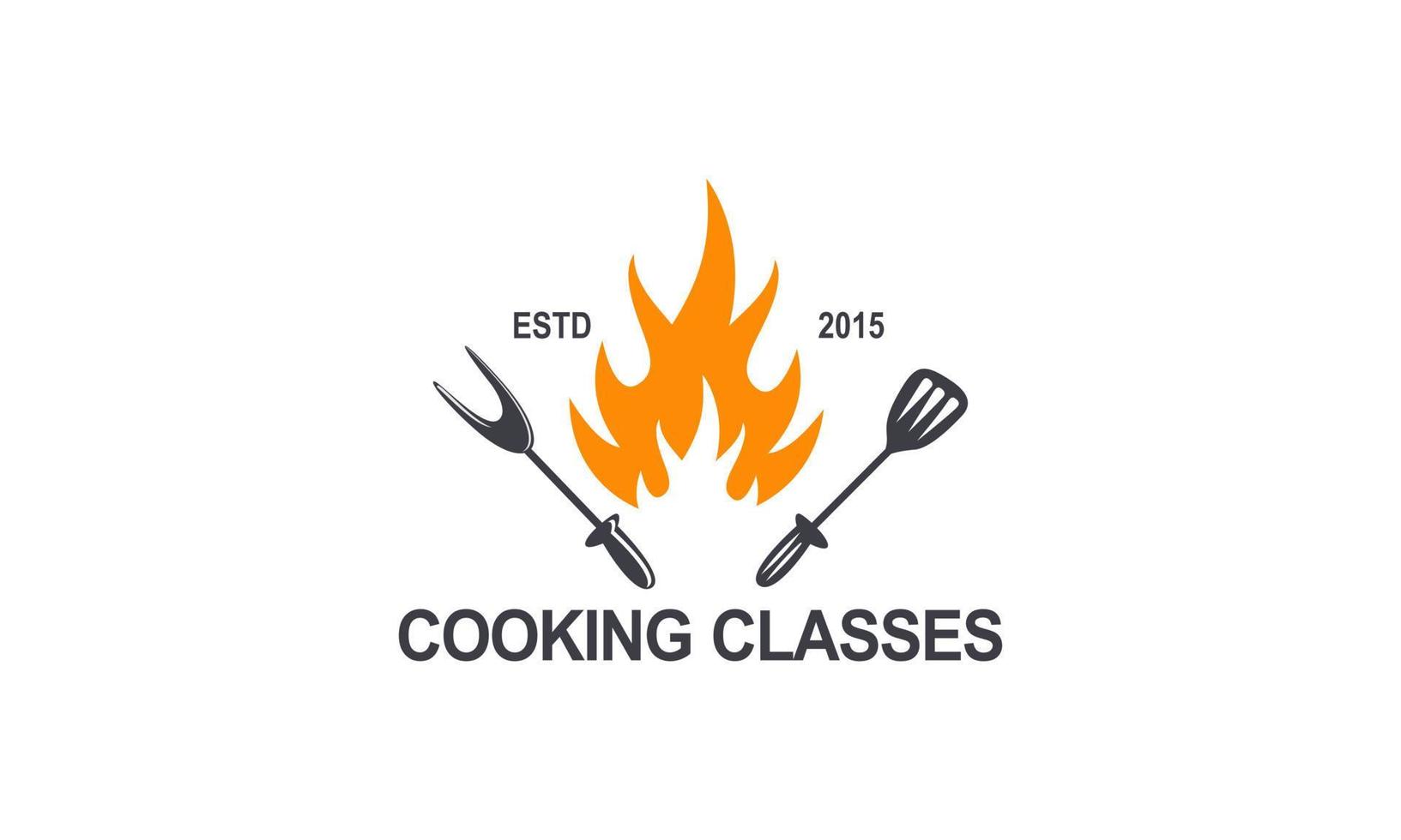 wijnoogst Koken klasse en voedsel etiketten emblemen badges logo culinaire school- Koken cursussen vector