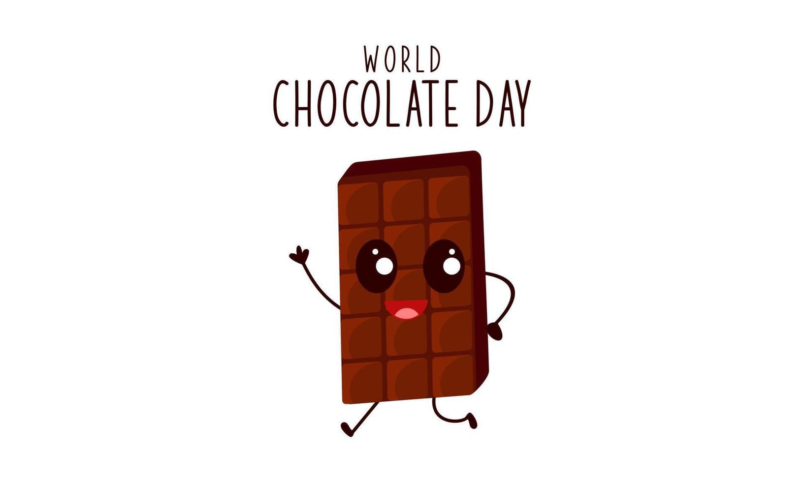 schattig tekenfilm van chocola blokken zeggen gelukkig wereld chocola dag vector