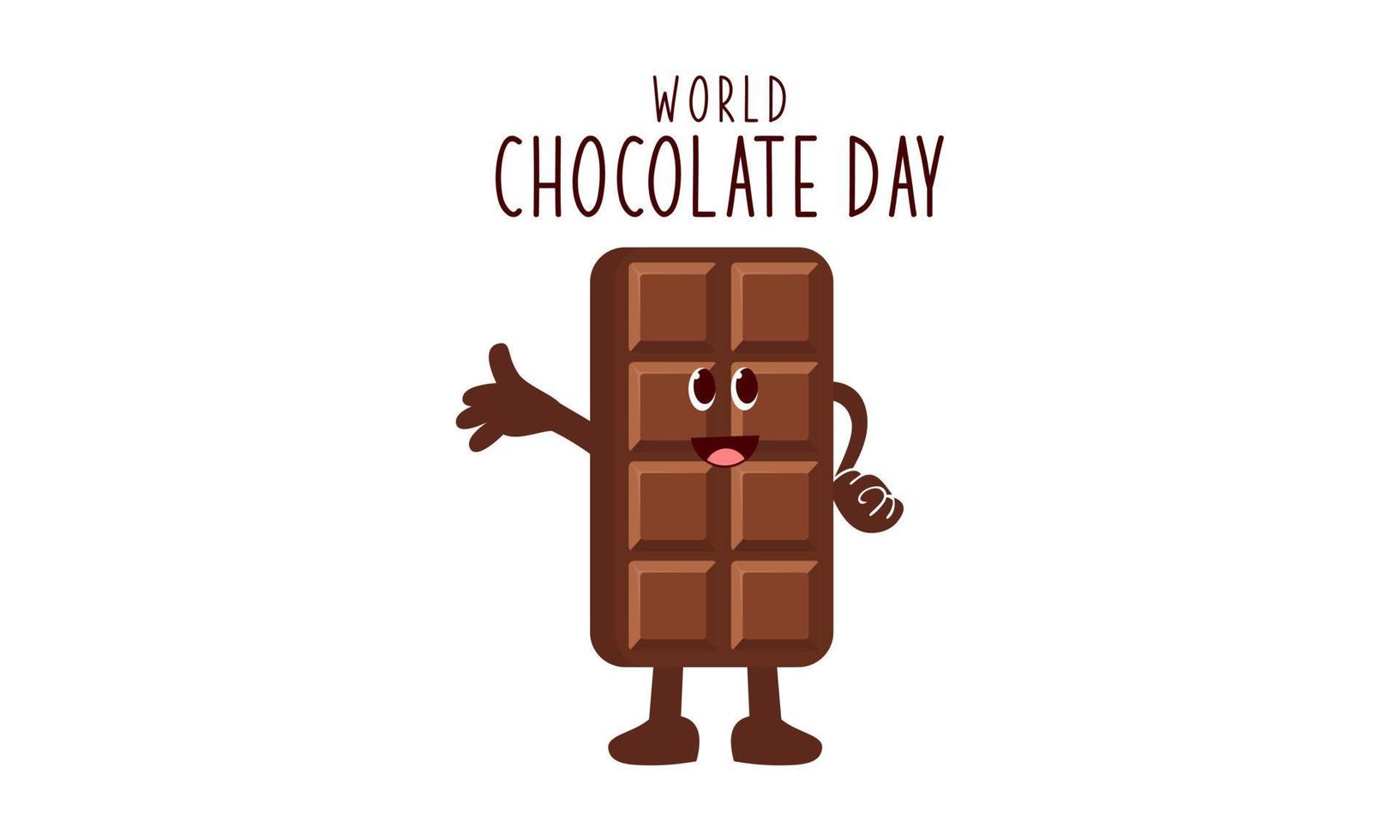 schattig tekenfilm van chocola blokken zeggen gelukkig wereld chocola dag vector