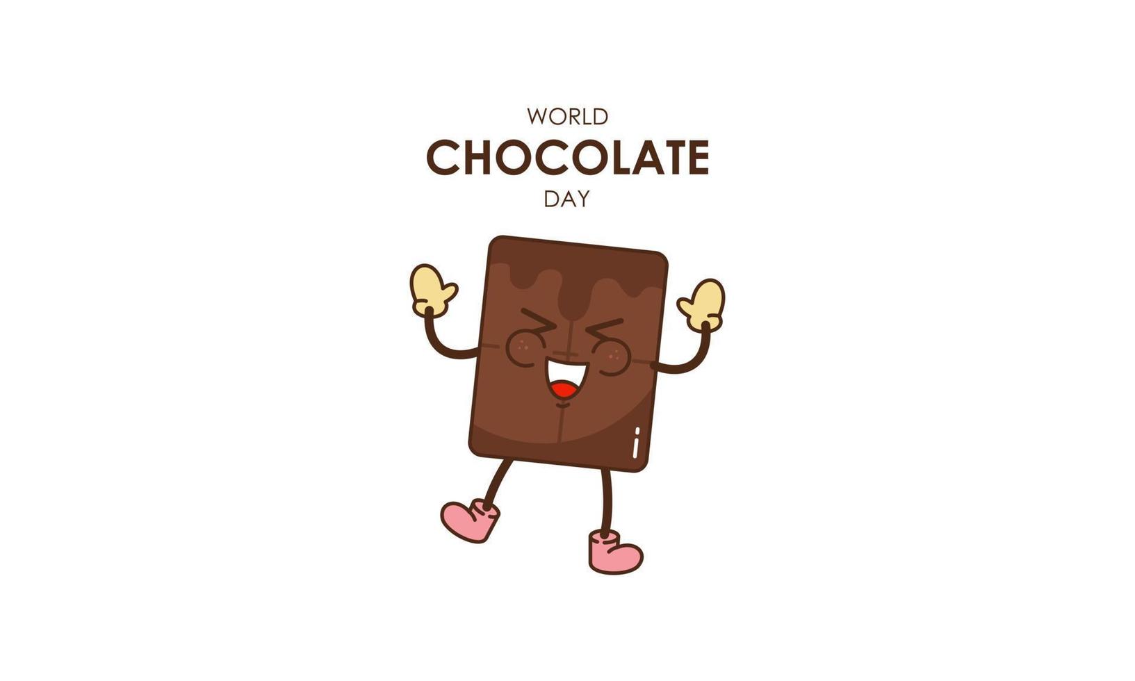 schattig tekenfilm van chocola blokken zeggen gelukkig wereld chocola dag vector