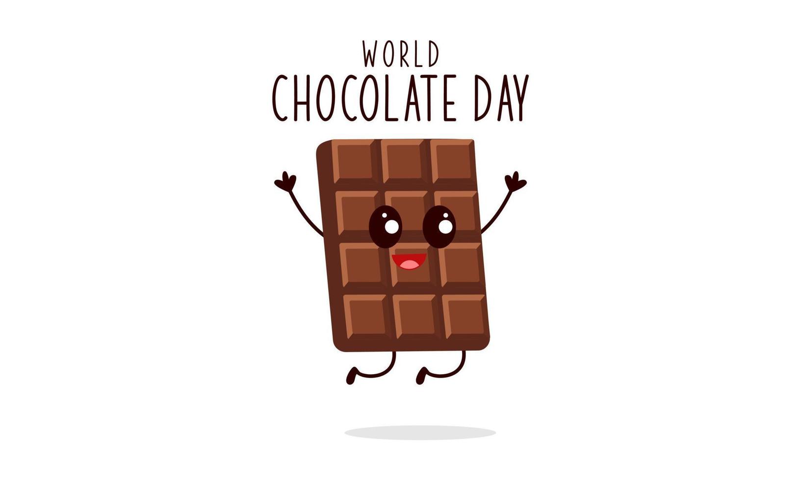 schattig tekenfilm van chocola blokken zeggen gelukkig wereld chocola dag vector