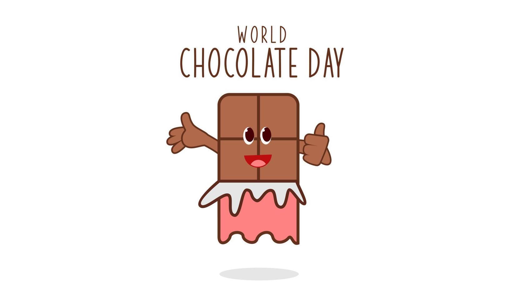 schattig tekenfilm van chocola blokken zeggen gelukkig wereld chocola dag vector