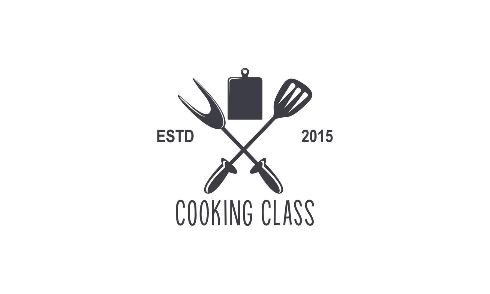 wijnoogst Koken klasse en voedsel etiketten emblemen badges logo culinaire school- Koken cursussen vector