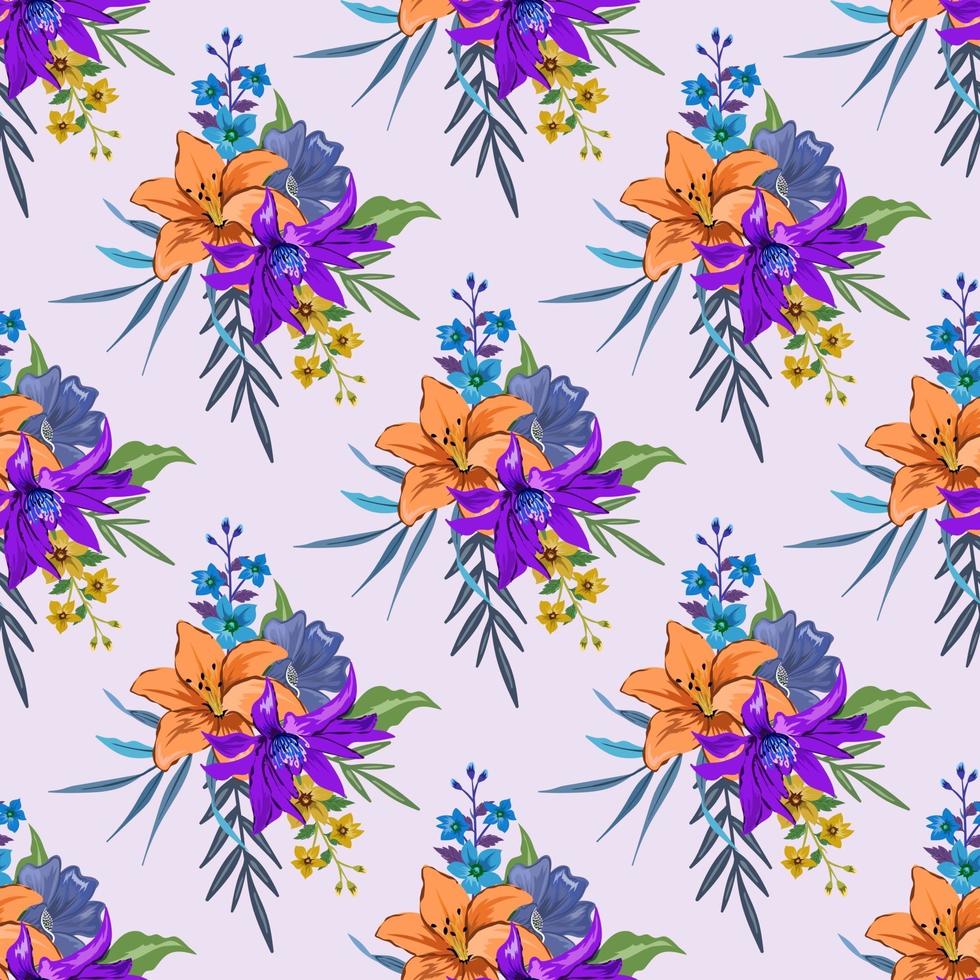 naadloos patroon met kleurrijke botanische bloemenontwerpillustratie. vector