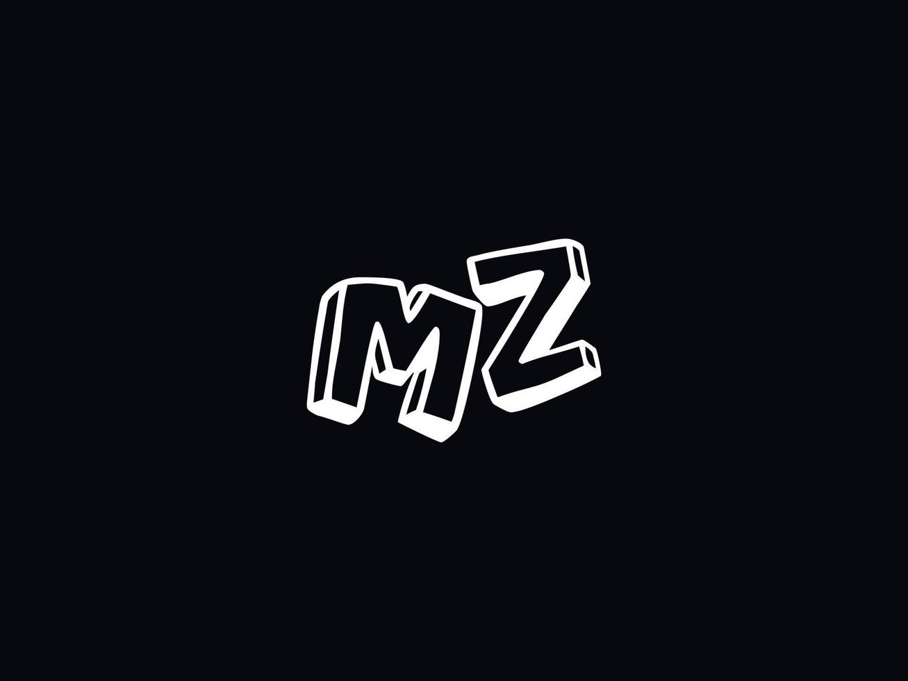 typografie mz logo icoon, zwart wit mz kleur logo brief vector