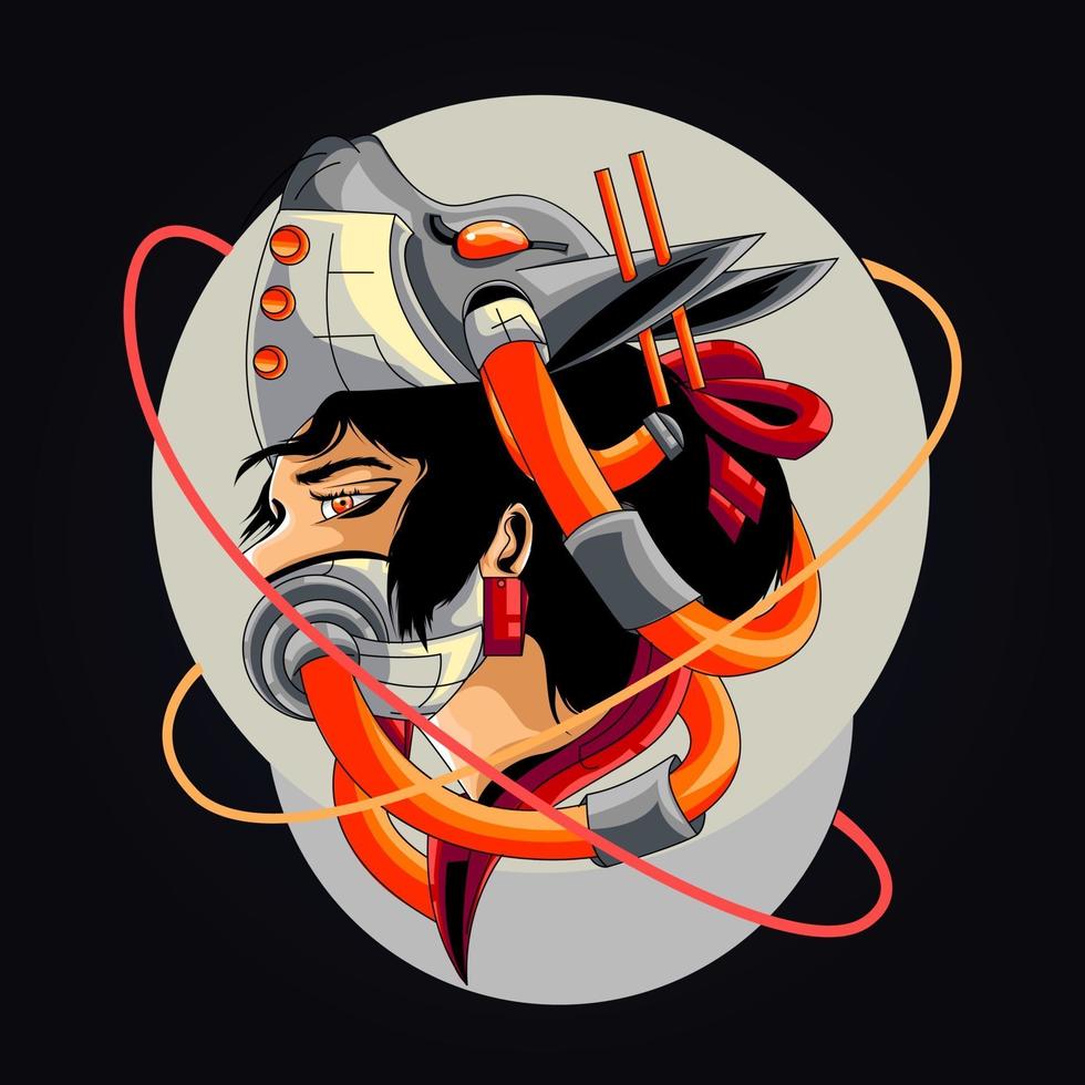 geisha cyber kunstwerk illustratie vector