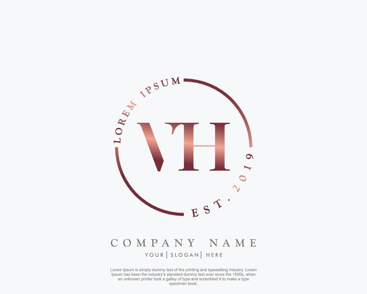 eerste brief vh vrouwelijk logo schoonheid monogram en elegant logo ontwerp, handschrift logo van eerste handtekening, bruiloft, mode, bloemen en botanisch met creatief sjabloon vector