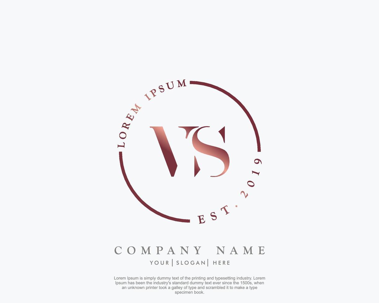 eerste brief vs vrouwelijk logo schoonheid monogram en elegant logo ontwerp, handschrift logo van eerste handtekening, bruiloft, mode, bloemen en botanisch met creatief sjabloon vector