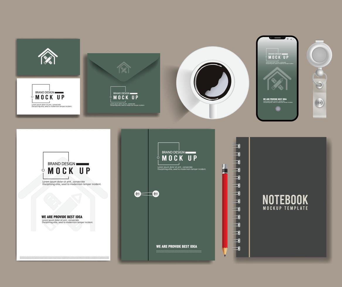 elegant bedrijf schrijfbehoeften items reeks met vector ontwerp