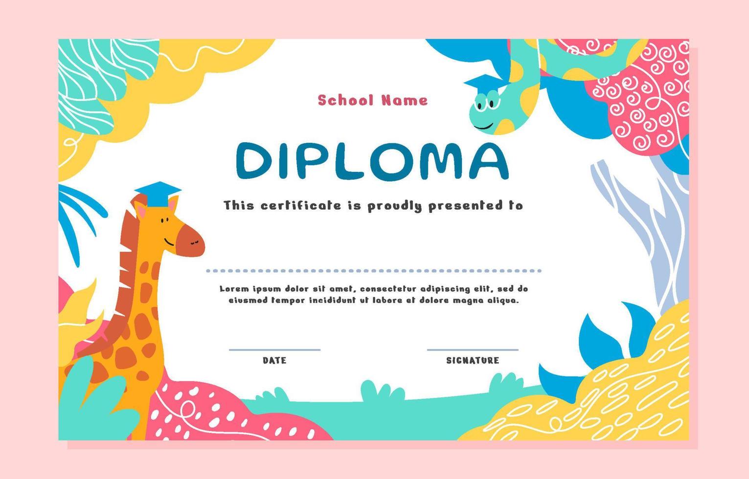 pret kinderen certificaat sjabloon vector