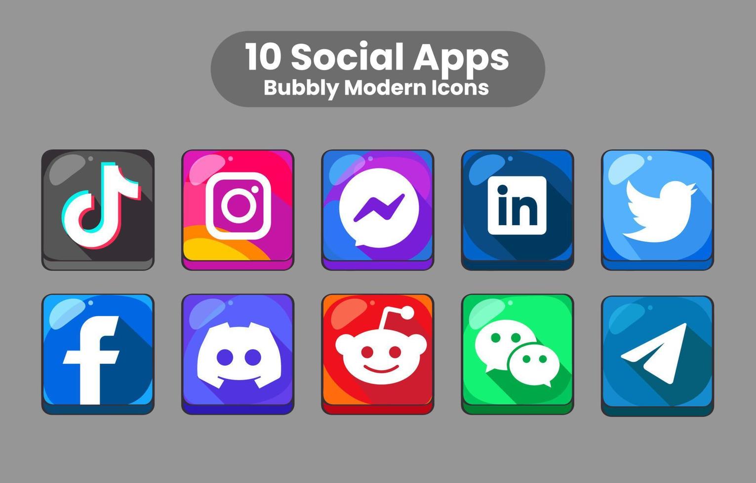 modern sociaal media toepassing pictogrammen vector