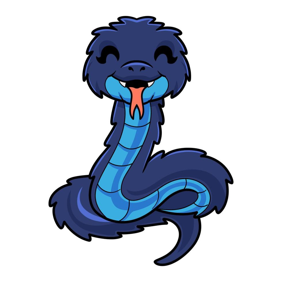 schattig blauw doornig struik adder tekenfilm vector