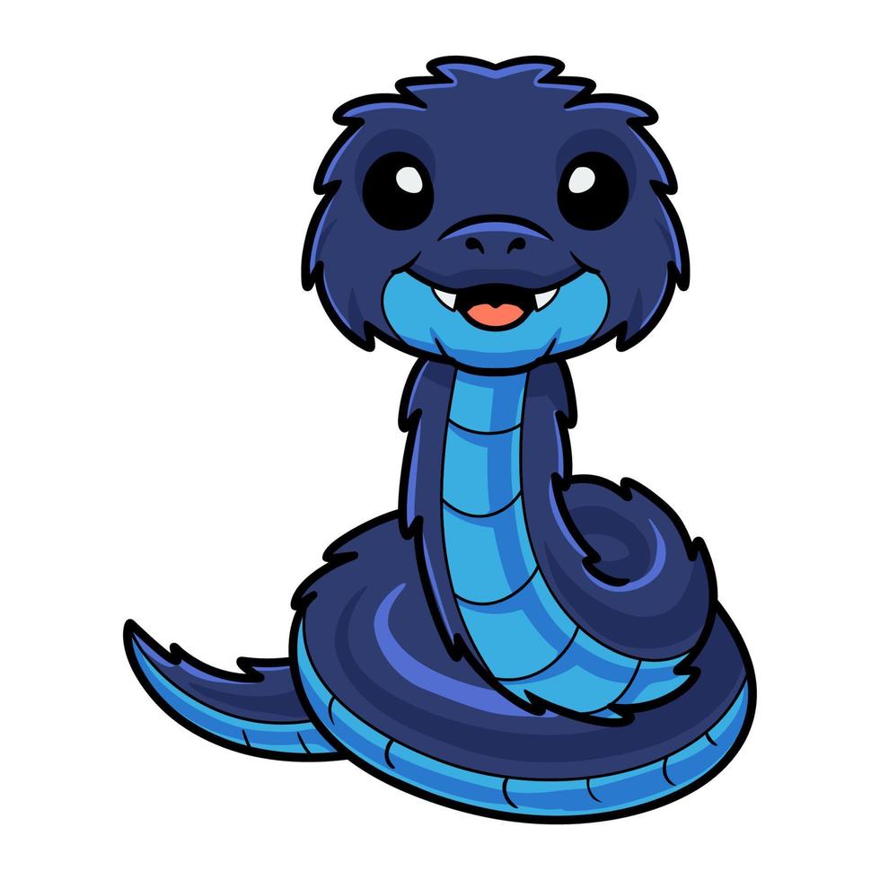 schattig blauw doornig struik adder tekenfilm vector