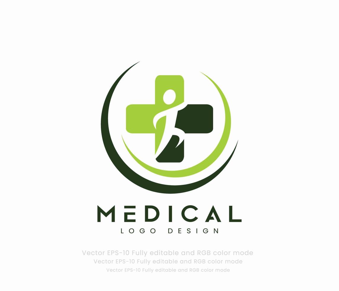 medisch logo ontwerp met een groen en wit cirkel vector