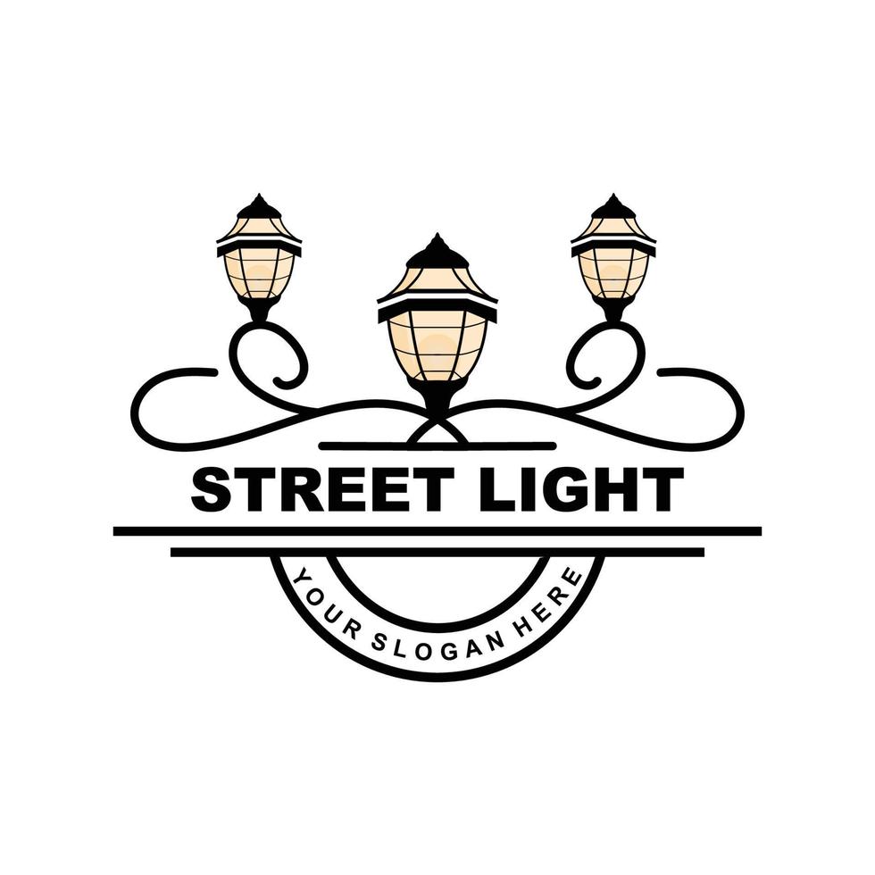 straat licht logo, bliksem lantaarn vector, sjabloon icoon retro klassiek wijnoogst ontwerp vector