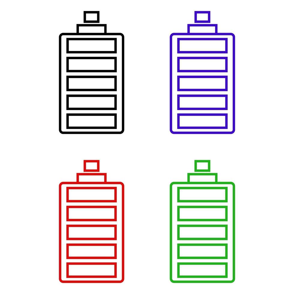 batterij ingesteld op witte achtergrond vector