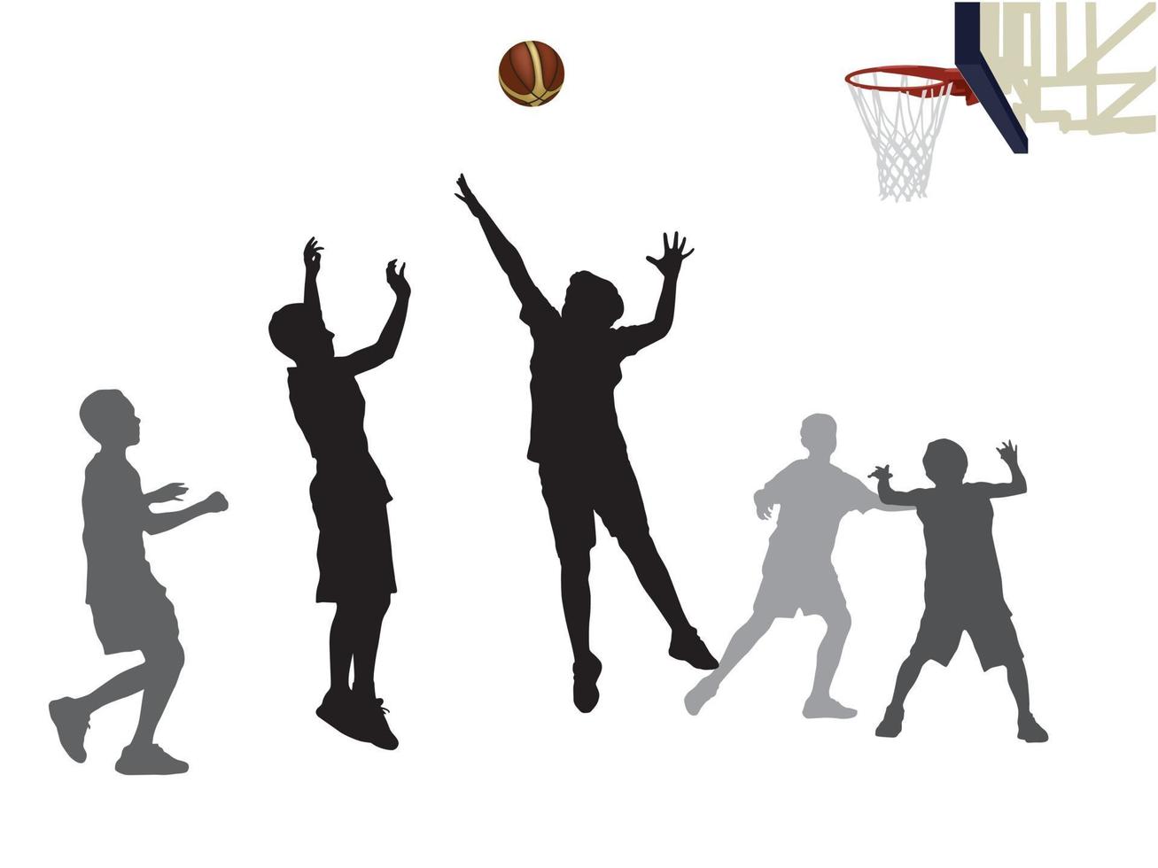 studenten spelen basketbal op illustratie grafische vector