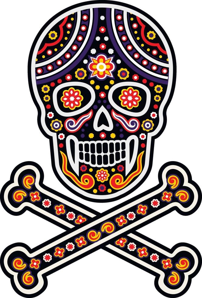 Mexicaans suikerschedelpatroon, vintage ontwerp voor t-shirts vector