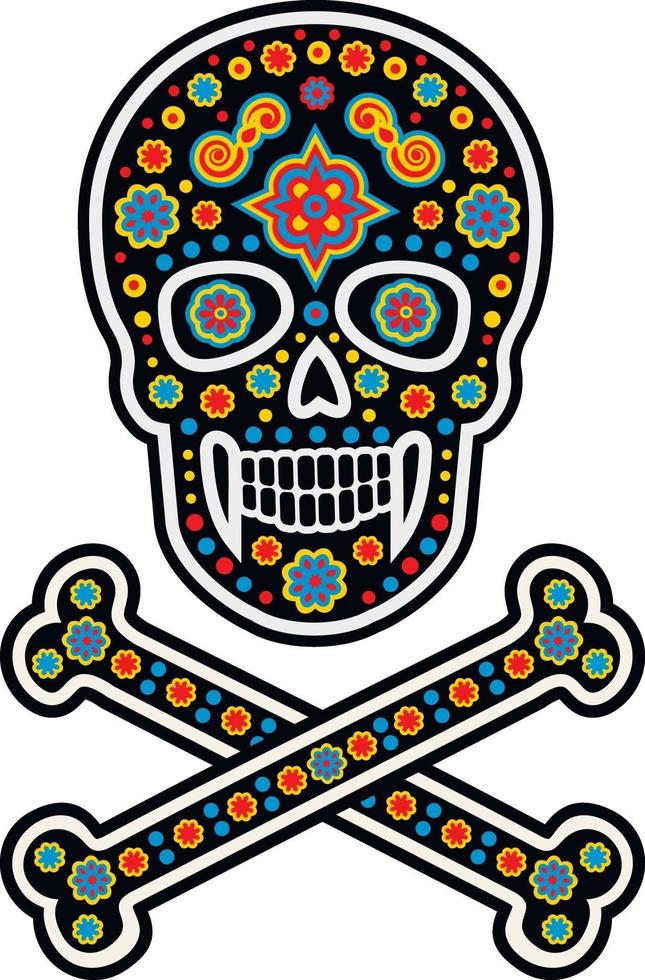 Mexicaans suikerschedelpatroon, vintage ontwerp voor t-shirts vector