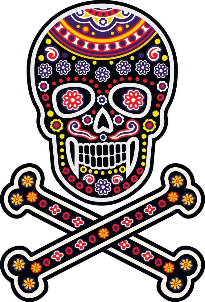 Mexicaans suikerschedelpatroon, vintage ontwerp voor t-shirts vector