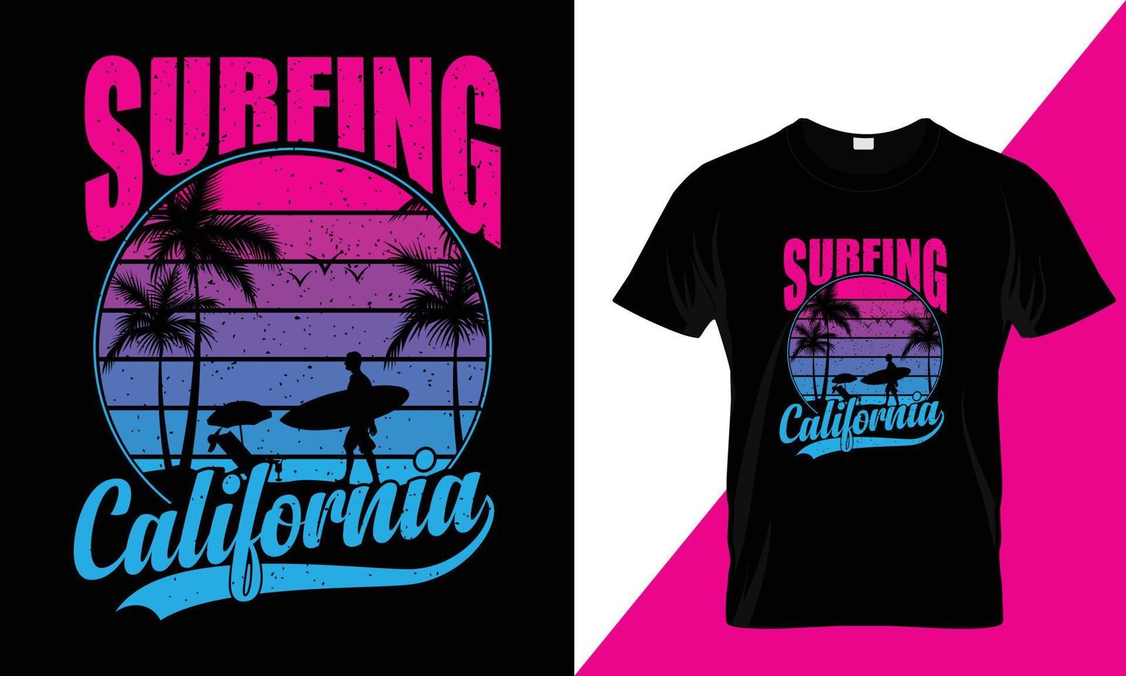 surfing Californië t-shirt ontwerp - perfect voor oceaan geliefden vector