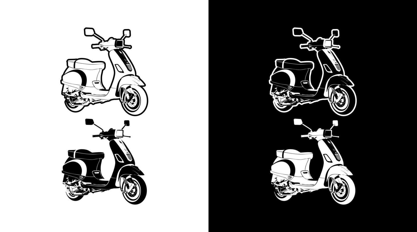 scooter wijnoogst motorfiets voorkant visie gedetailleerd vector illustratie schets icoon ontwerp sjabloon