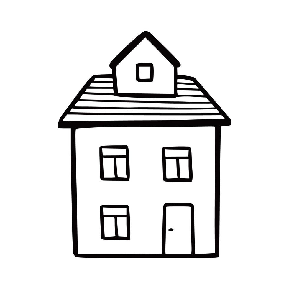 hand getekend schattig huis. tekening vector