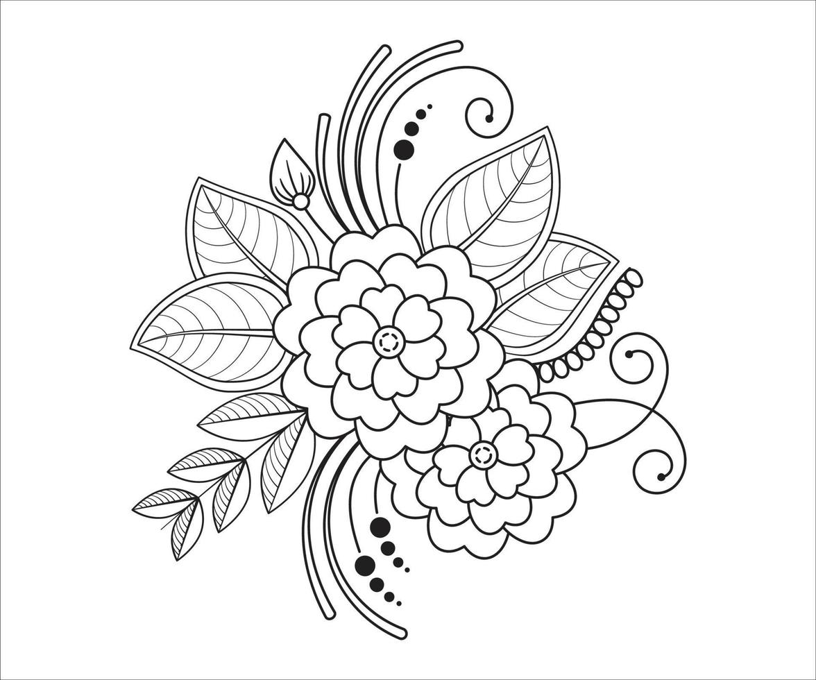 mehndi bloemen kleur bladzijde voor volwassen vector