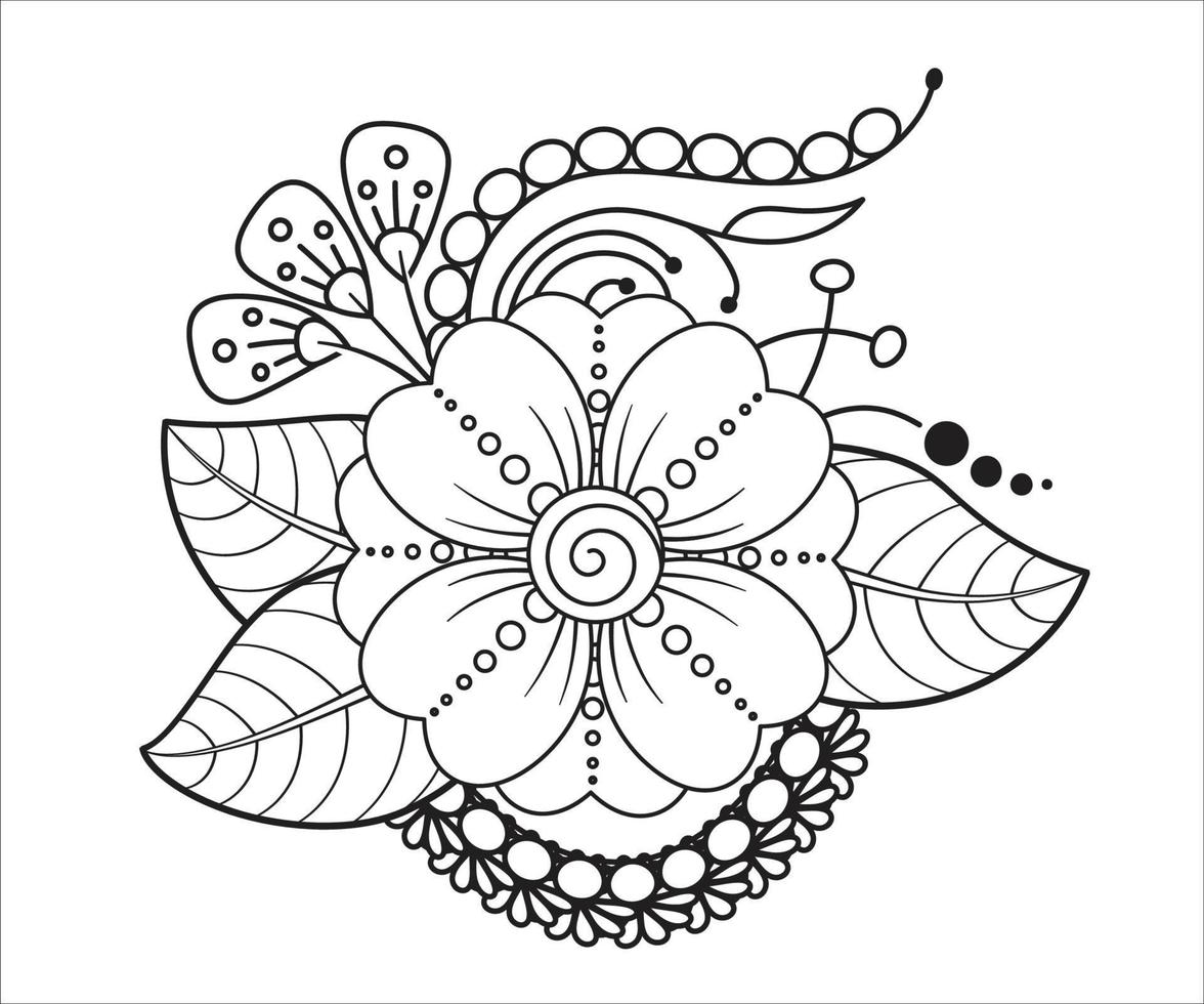 mehndi bloemen kleur bladzijde voor volwassen vector