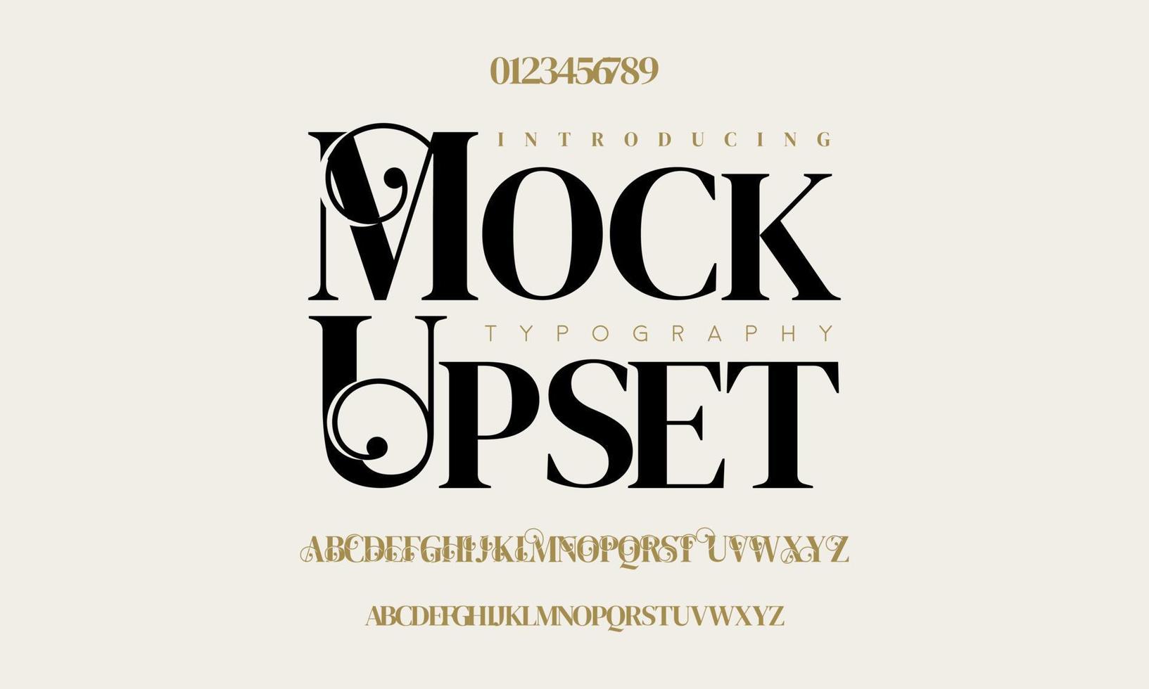 mockupsetashion doopvont alfabet. minimaal modern stedelijk fonts voor logo, merk enz. typografie lettertype hoofdletters kleine letters en nummer. vector illustratie