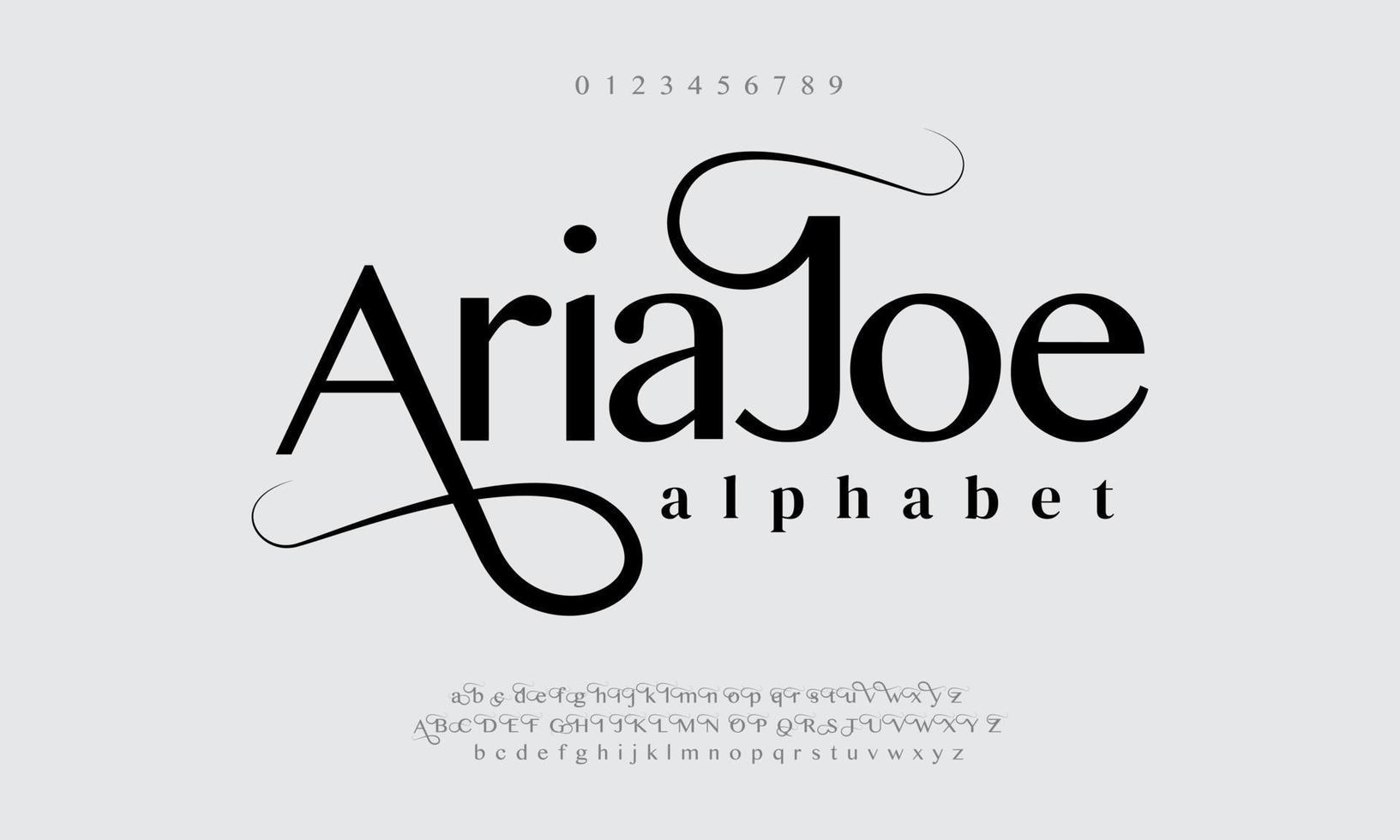 aria Joe modern abstract digitaal alfabet lettertype. minimaal technologie typografie, creatief stedelijk sport mode futuristische doopvont en met nummers. vector illustratie