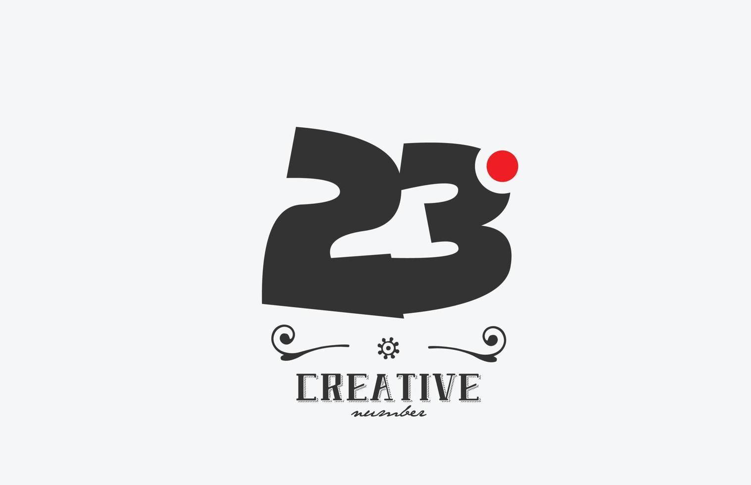 grijs 23 aantal logo icoon ontwerp met rood punt. creatief sjabloon voor bedrijf en bedrijf vector