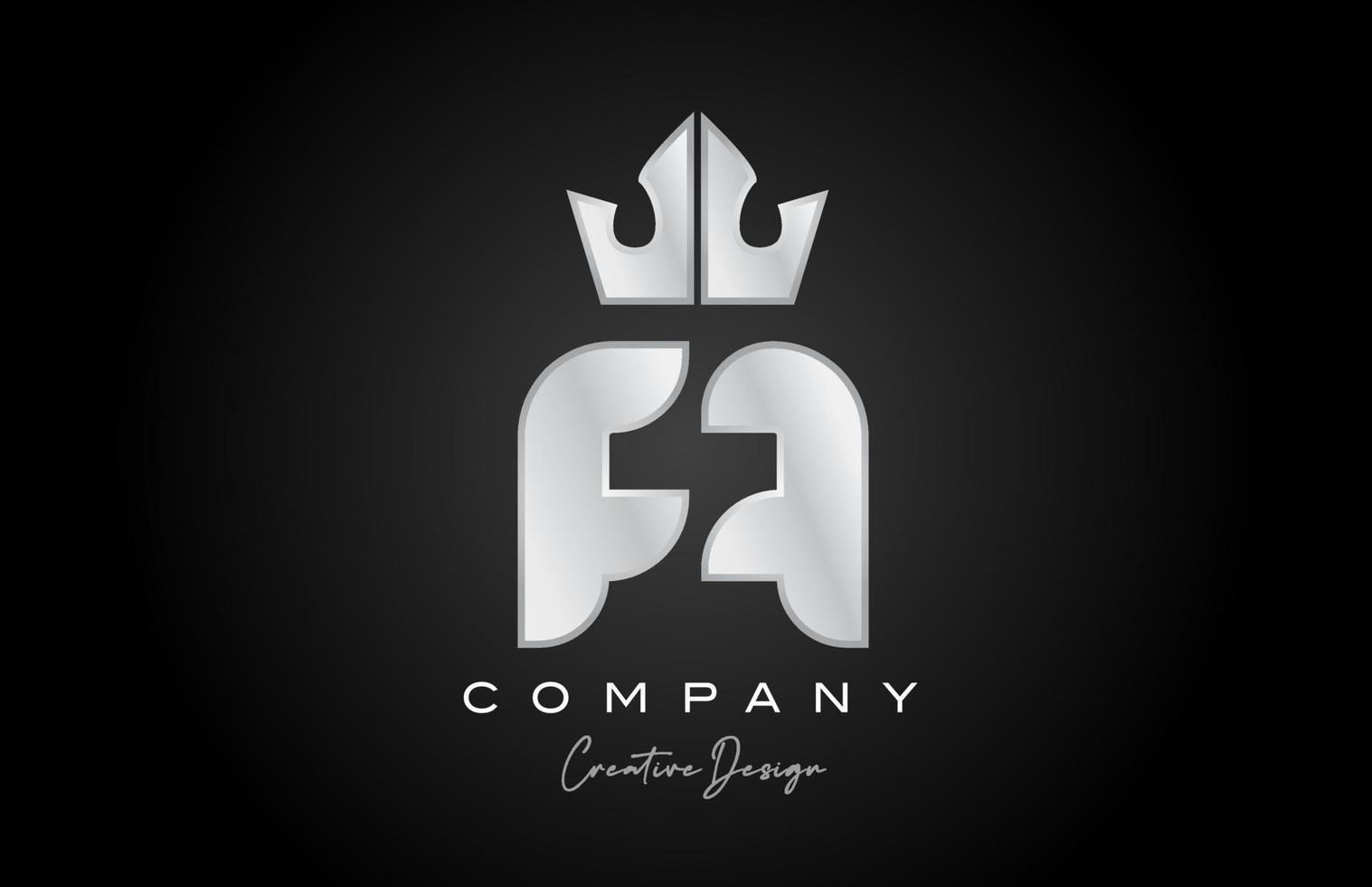 zilver grijs een alfabet brief logo icoon ontwerp. creatief kroon koning sjabloon voor bedrijf en bedrijf vector