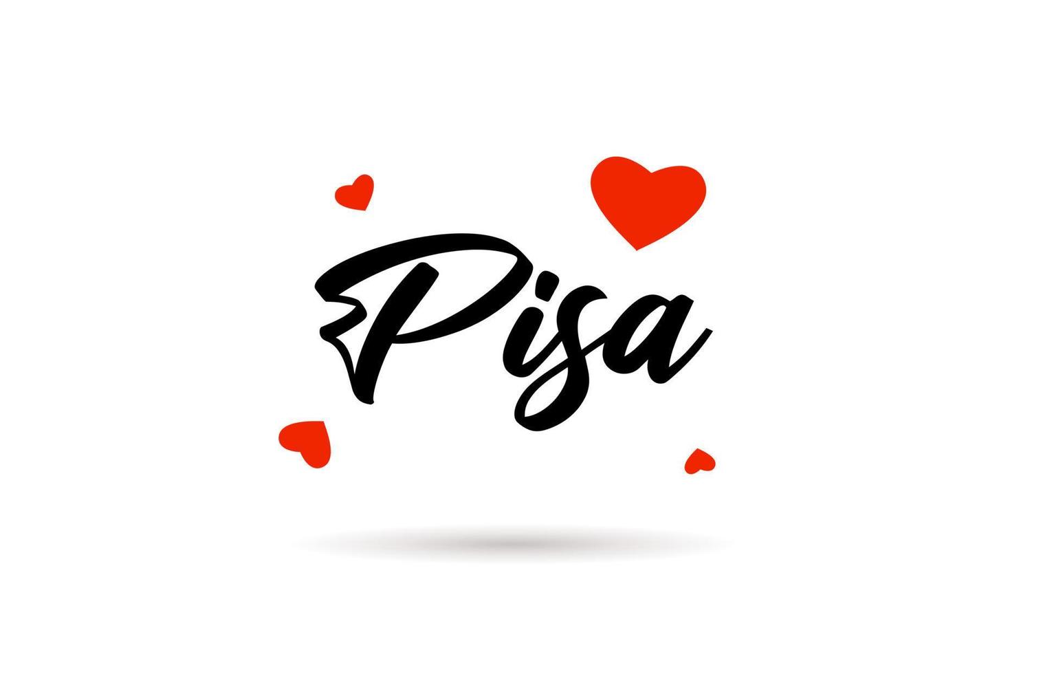 Pisa handgeschreven stad typografie tekst met liefde hart vector