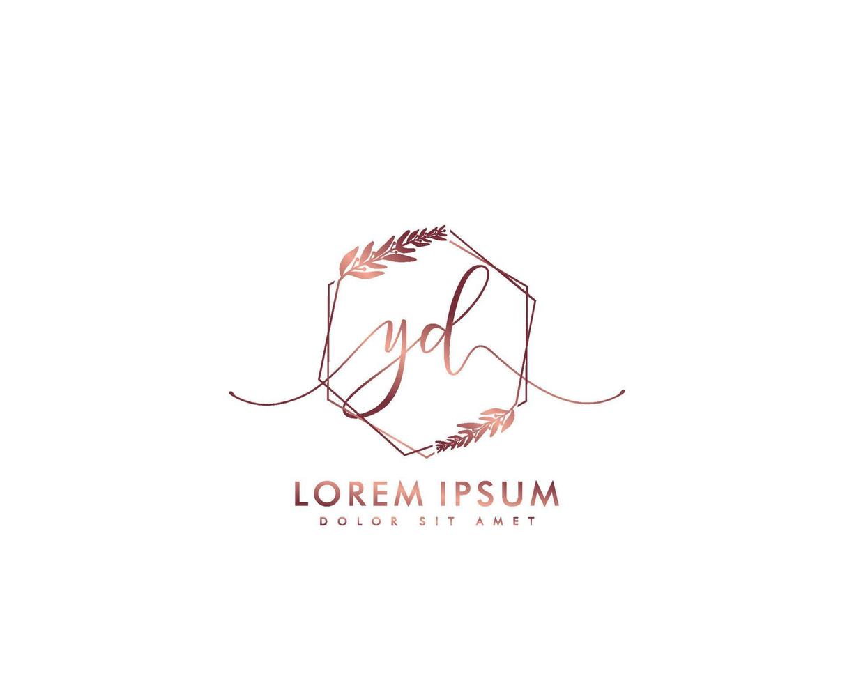 eerste brief yd vrouwelijk logo schoonheid monogram en elegant logo ontwerp, handschrift logo van eerste handtekening, bruiloft, mode, bloemen en botanisch met creatief sjabloon vector