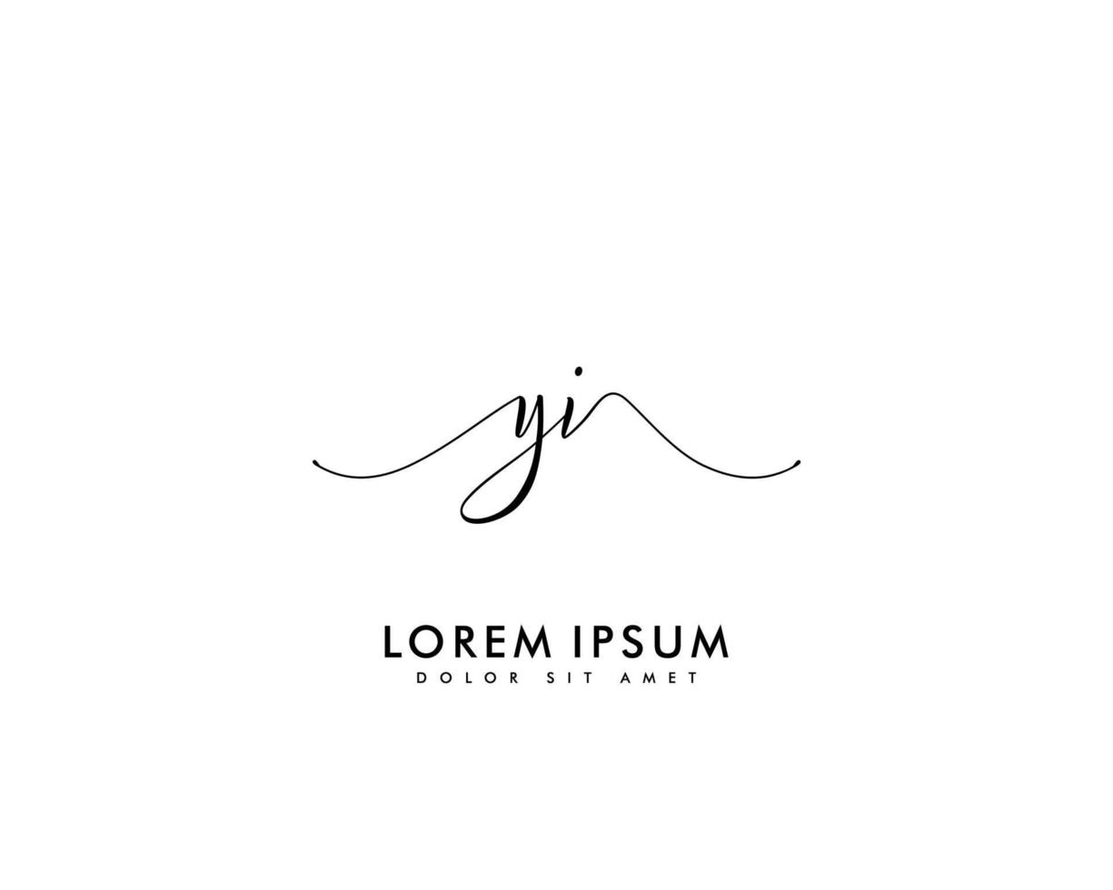 eerste brief yi vrouwelijk logo schoonheid monogram en elegant logo ontwerp, handschrift logo van eerste handtekening, bruiloft, mode, bloemen en botanisch met creatief sjabloon vector