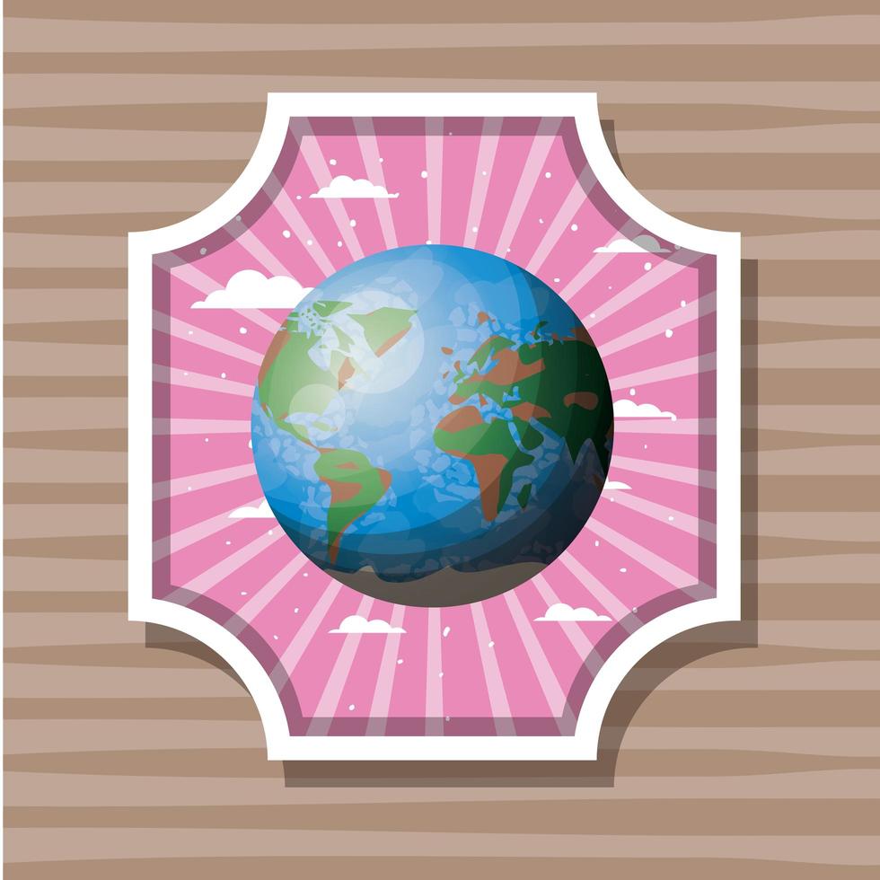 planeet aarde label ontwerp vectorillustratie vector