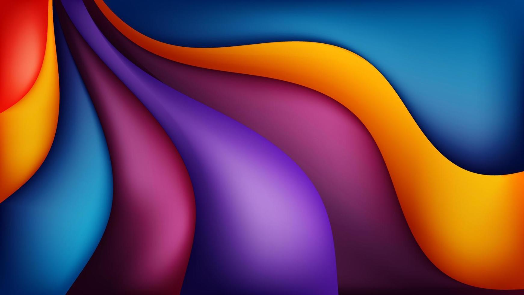 abstract kleurrijk blauw geel oranje Purper vloeistof Golf achtergrond vector