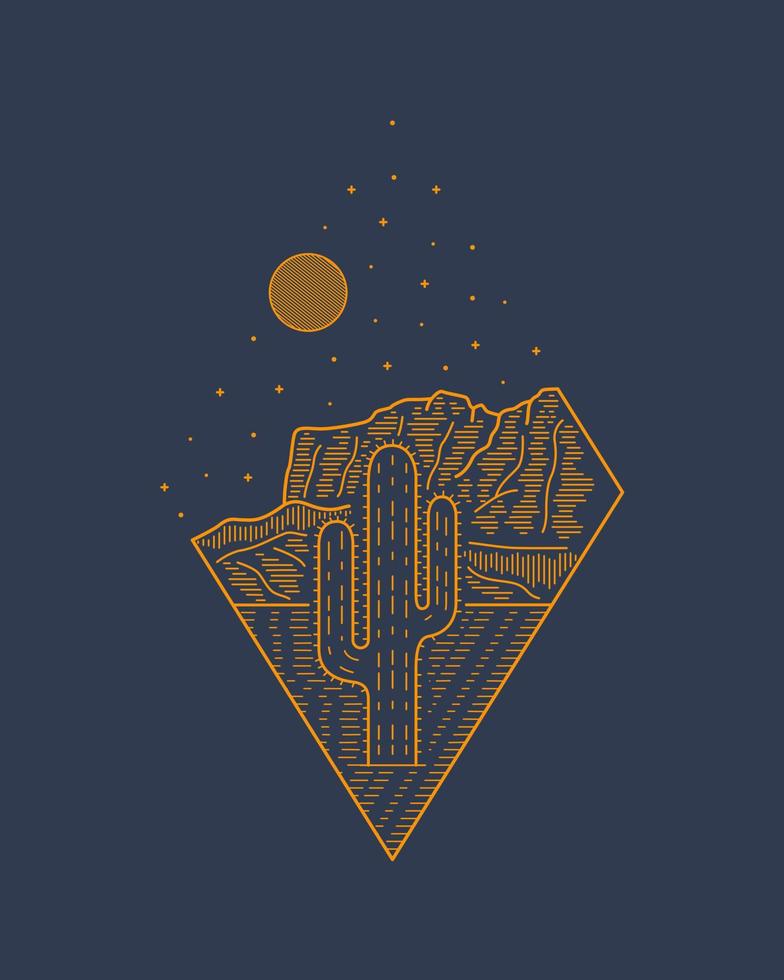 Arizona natuur wild woestijn mono lijn vector voor lapje, pin, grafisch, kunst t-shirt ontwerp