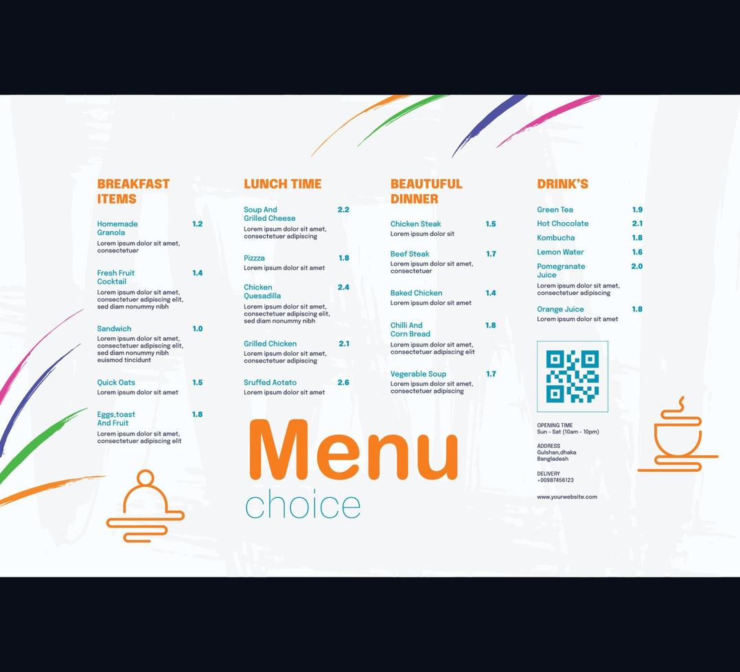 restaurant cafe menu, sjabloon ontwerp. single bladzijde voedsel menu sjabloon, vector voedsel menu sjabloon