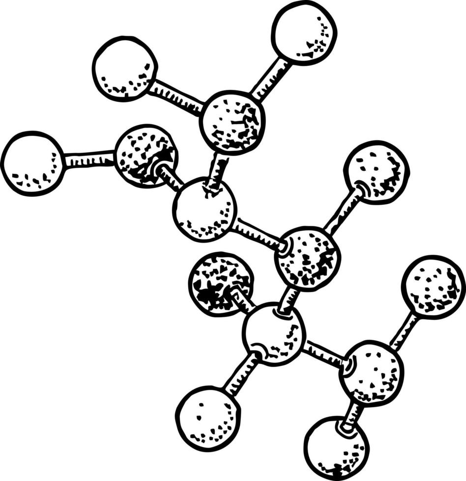 molecuul en moleculair structuur. schetsen illustratie. atoom moleculen hand- getrokken model- vector